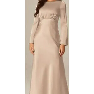 AW BRIDAL 18 2X plus Champagne cream Ginevra satin bridesmaid maxidress NEW b169
